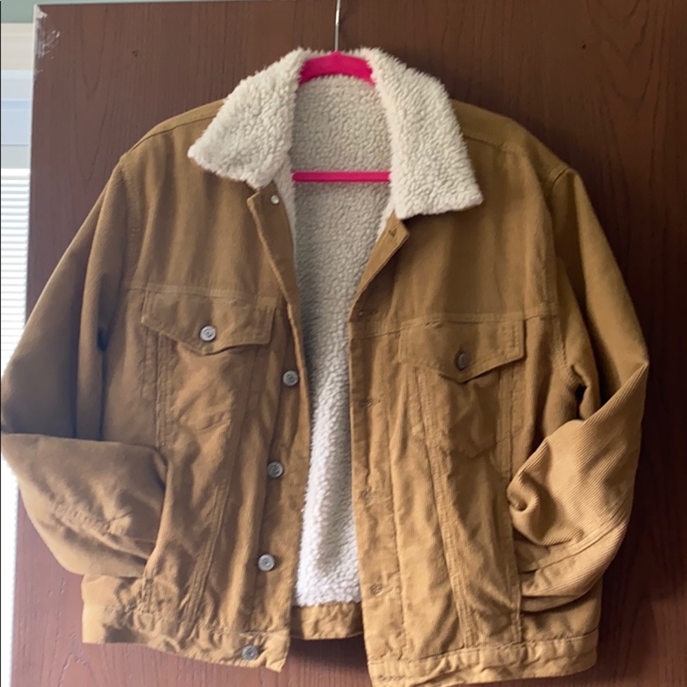 Corduroy Sherpa fleece lined bomber jacket